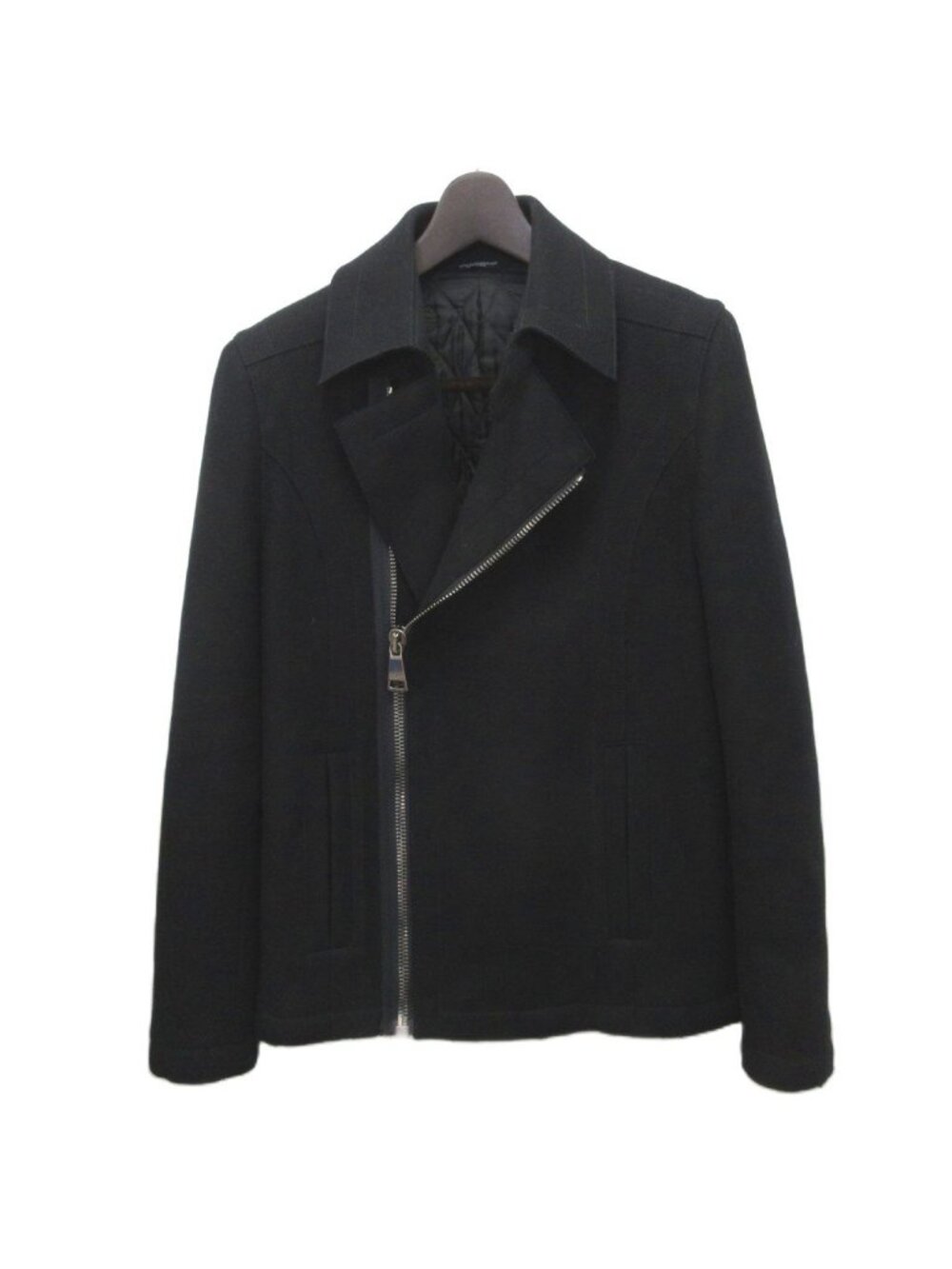Dolce & Gabbana Wool Riders Jacket Double Logo Zip 46 Black